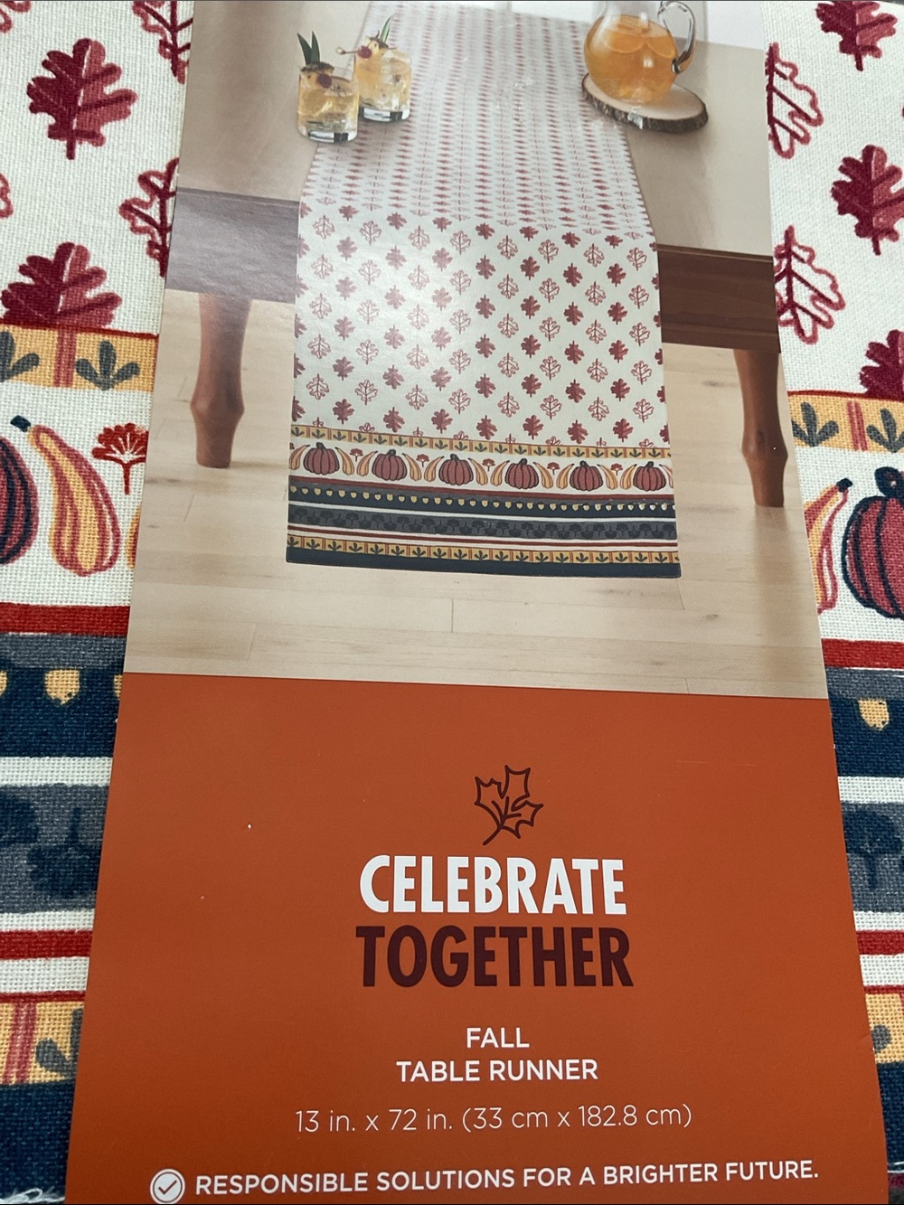 Fall Table Runner. 13 by 72”. New!